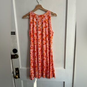 Floral Sleeveless Dress - Pink and Orange